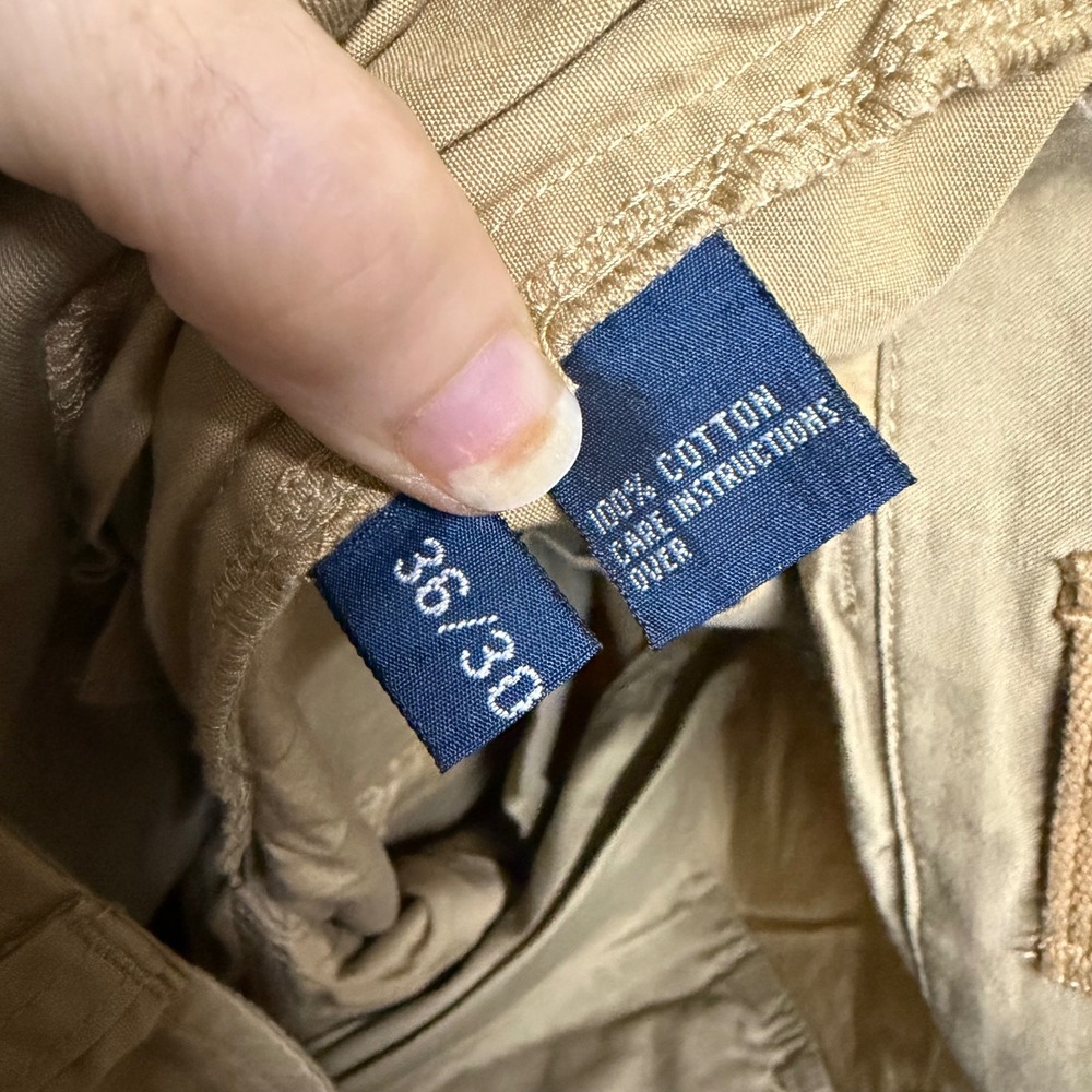 VTG Polo Ralph Lauren Mens Khaki Paratrooper Cargo Pants 36x30 Utility Trousers - Picture 13 of 14